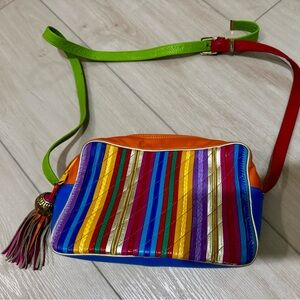 Vintage tassel Colorful Striped Crossbody Bag 90’s